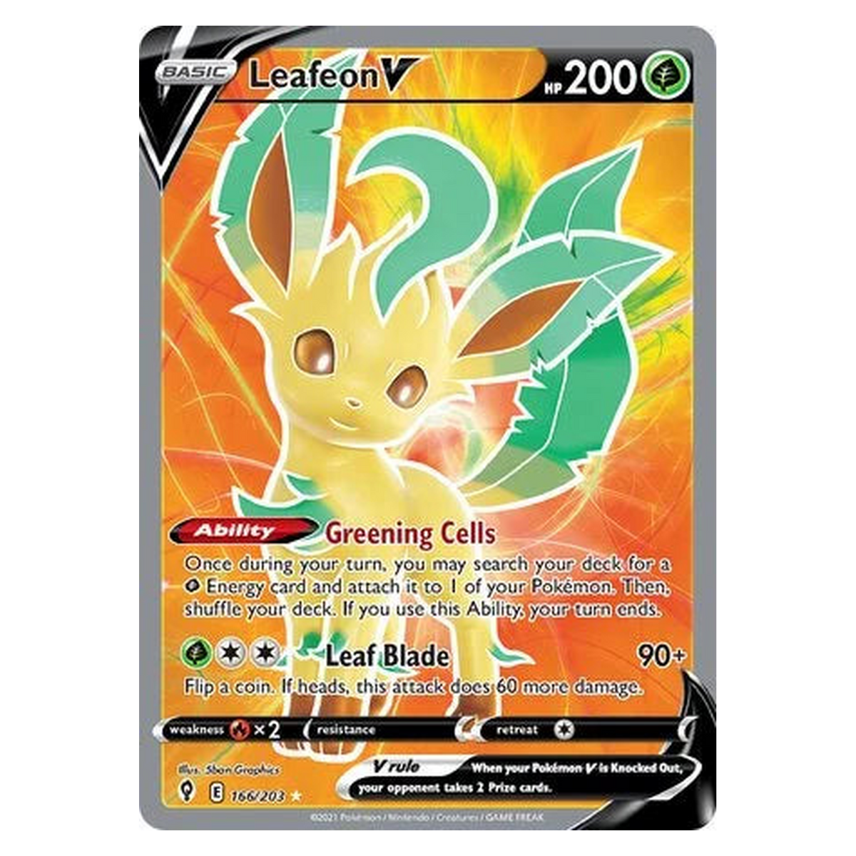 Pokemon TCG Leafeon V 166/203 Rare Ultra - Evolving Skies