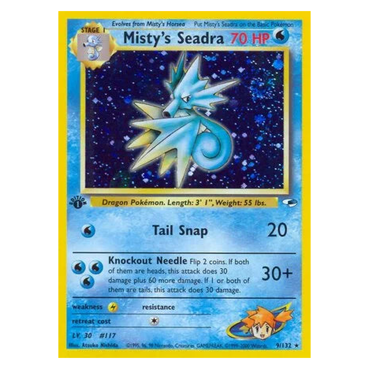 Pokemon TCG Misty's Seadra 009/132 Rare Holo - Gym Heroes