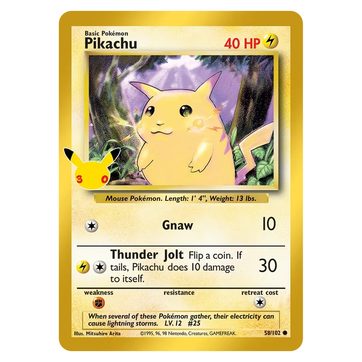 Pokemon TCG Pikachu 058/102 Common - 30th Celebration (Classic Collection)