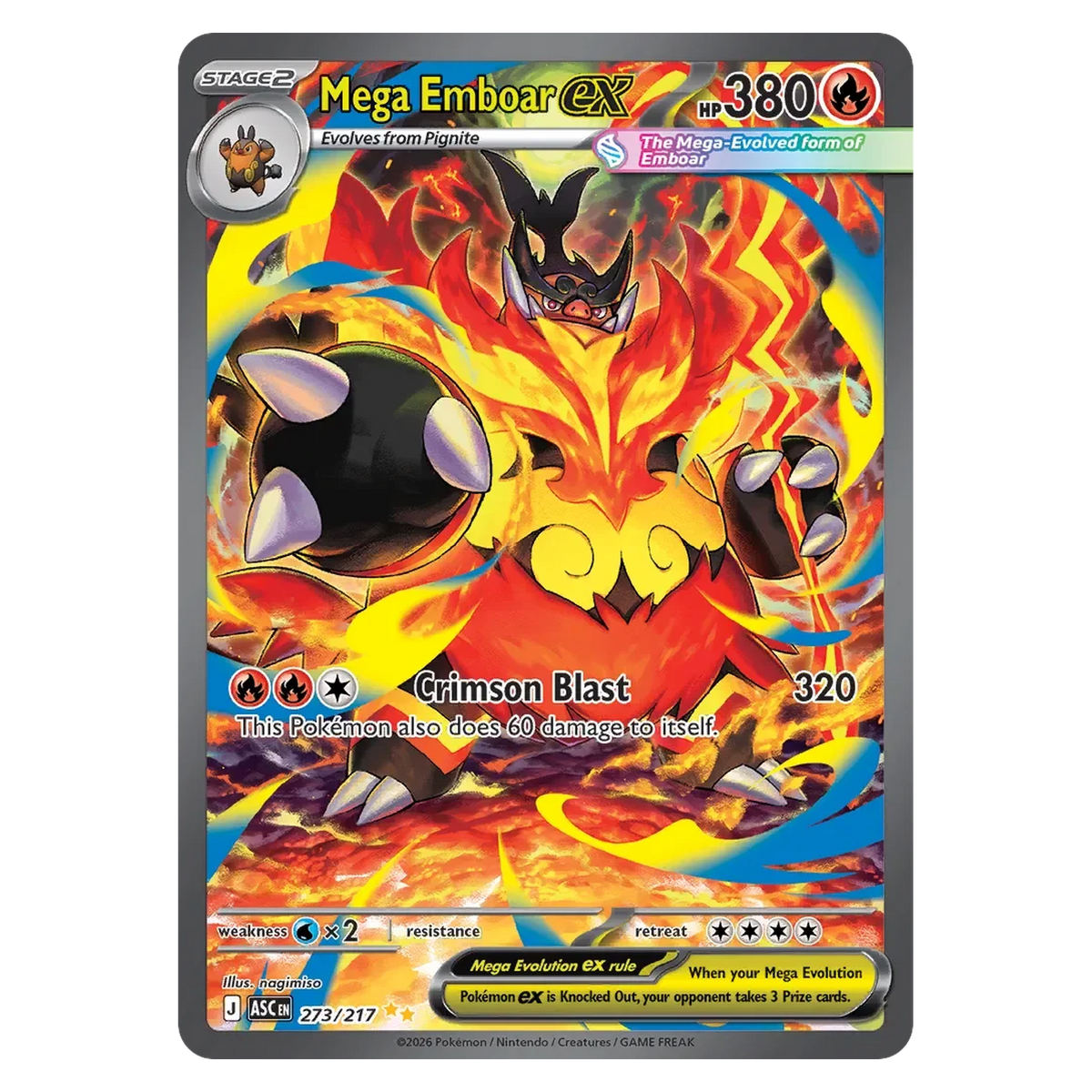 Pokemon TCG Mega Emboar ex 273/217 Special Illustration Rare - Ascended Heroes