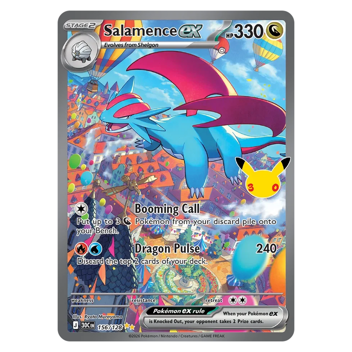 Pokemon TCG Salamence ex 156/128 Special Illustration Rare - 30th Celebration