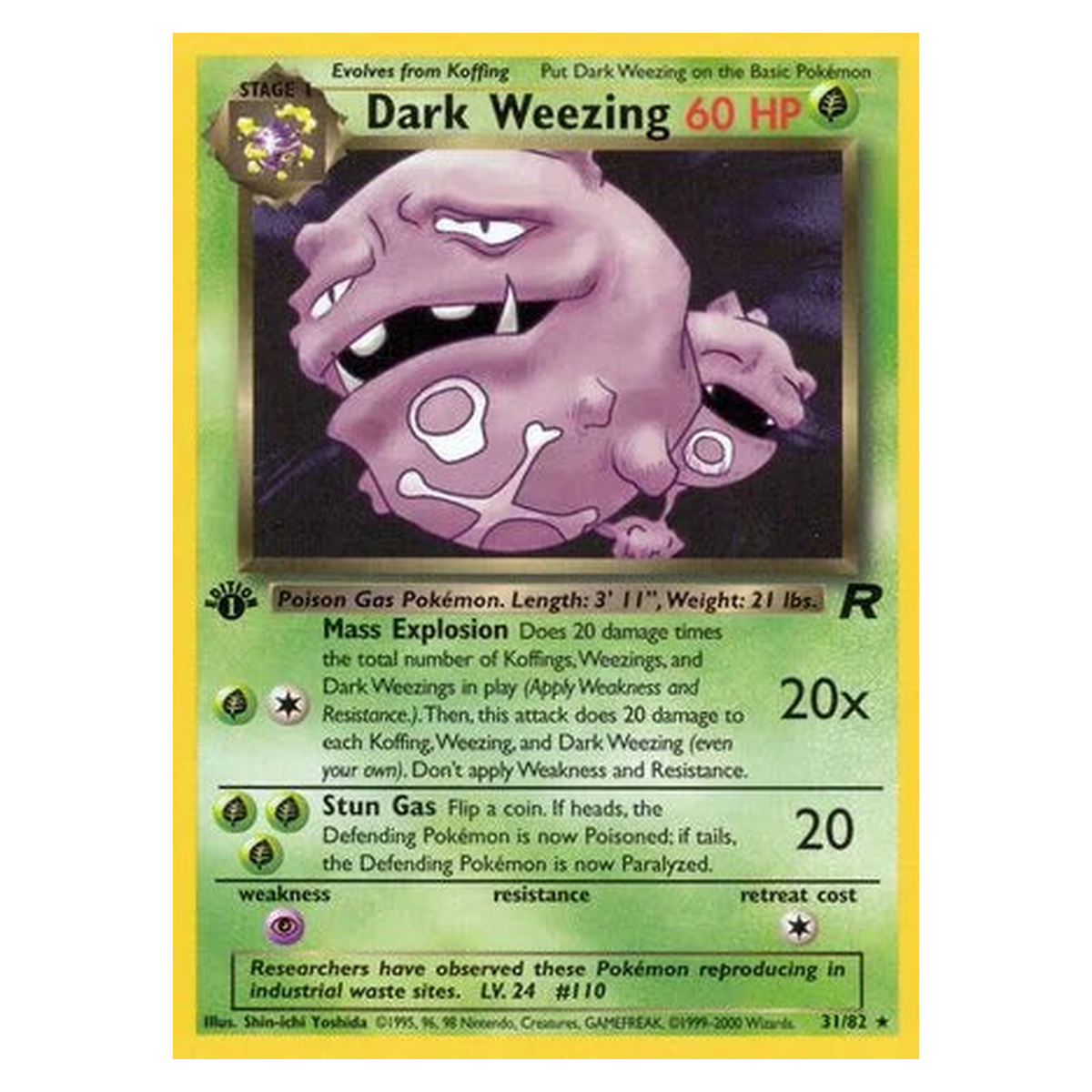 Pokemon TCG Dark Weezing 031/082 Rare - Team Rocket