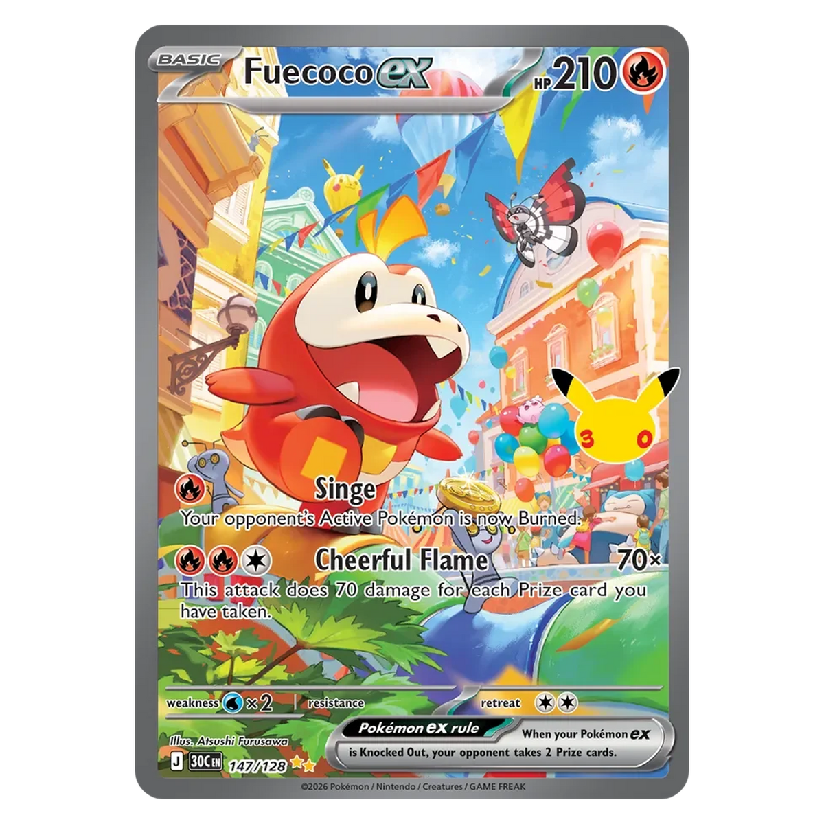 Pokemon TCG Fuecoco ex 147/128 Special Illustration Rare - 30th Celebration