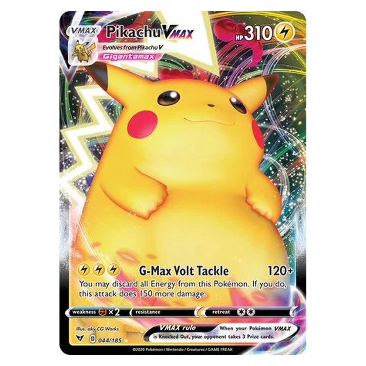 Pokemon TCG Pikachu VMAX 044/185 Holo Rare VMAX - Vivid Voltage