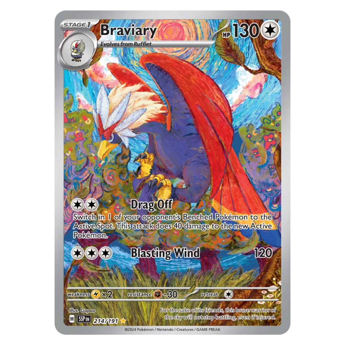 Braviary 214/191 Illustration Rare — Surging Sparks