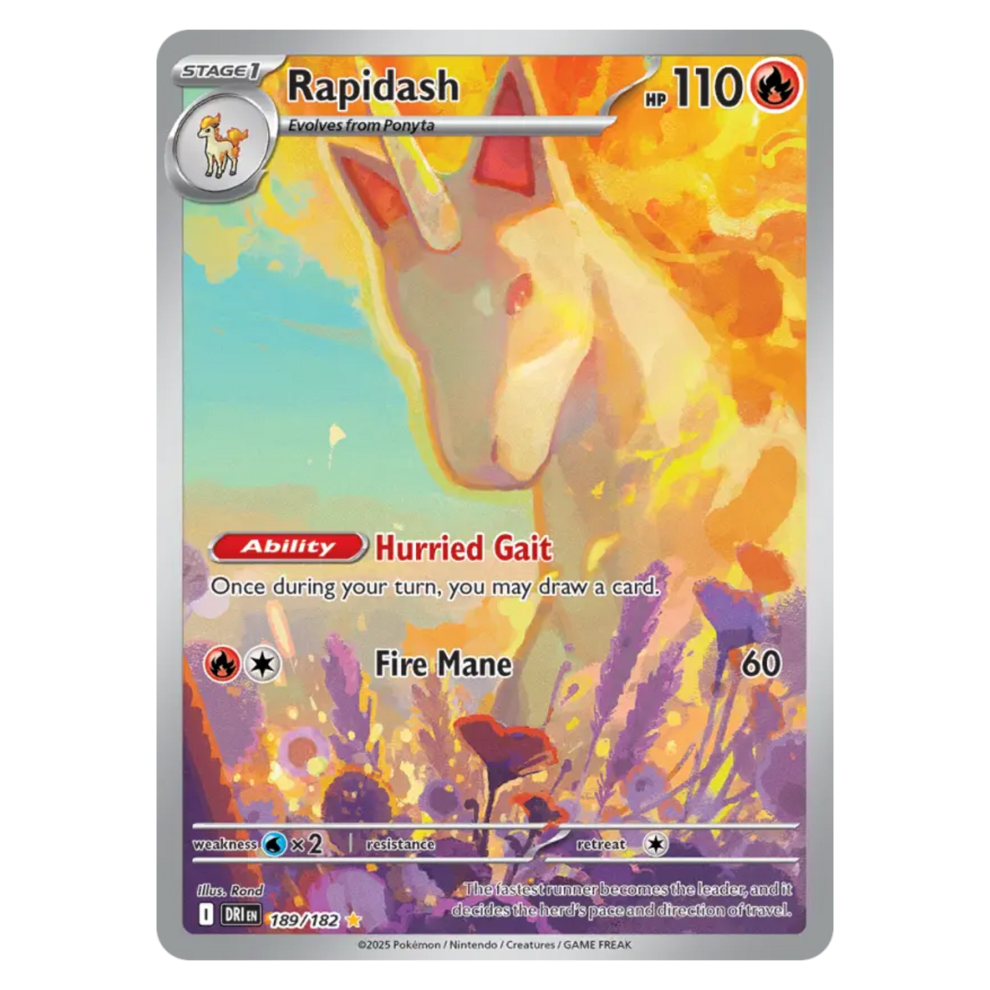 Rapidash 189/182 Illustration rare — Destined Rivals