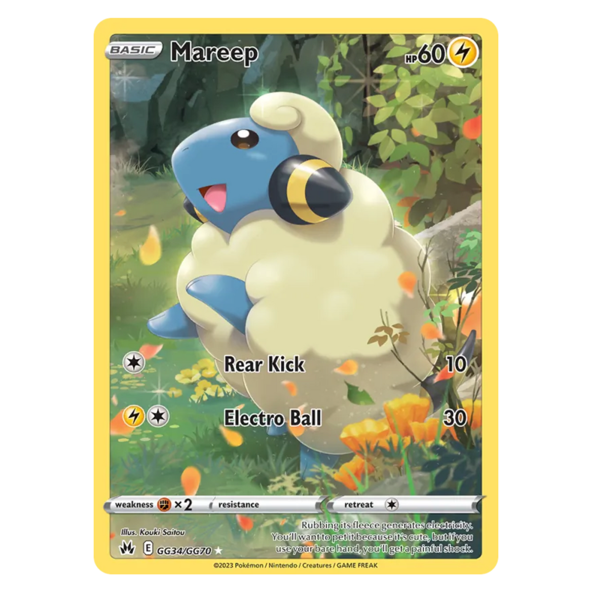 Mareep GG34/70 Rare Holo — Crown Zenith Galarian Gallery
