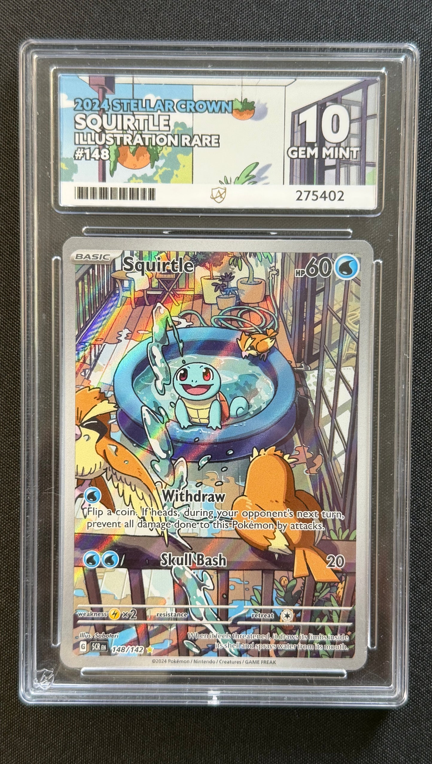 Squirtle 148/142 Illustration Rare - Stellar Crown (ACE GRADING 10)