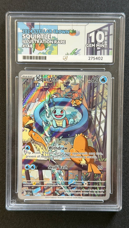 Squirtle 148/142 Illustration Rare - Stellar Crown (ACE GRADING 10)
