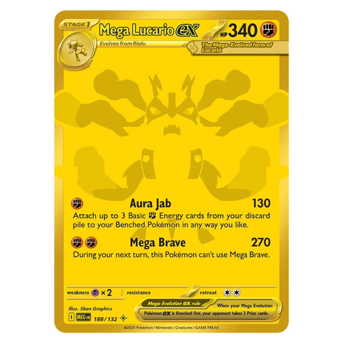Mega Lucario ex 188/132 Mega Hyper Rare — Mega Evolution