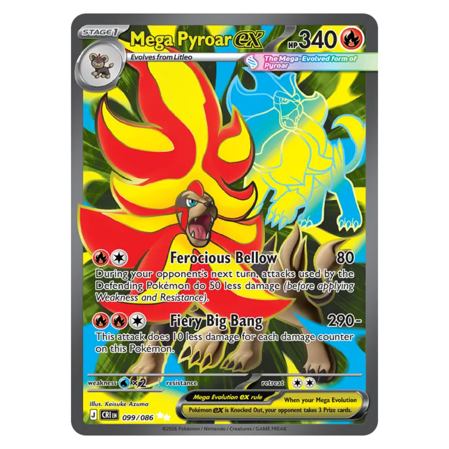 Mega Pyroar ex 099/86 Ultra Rare — Chaos Rising