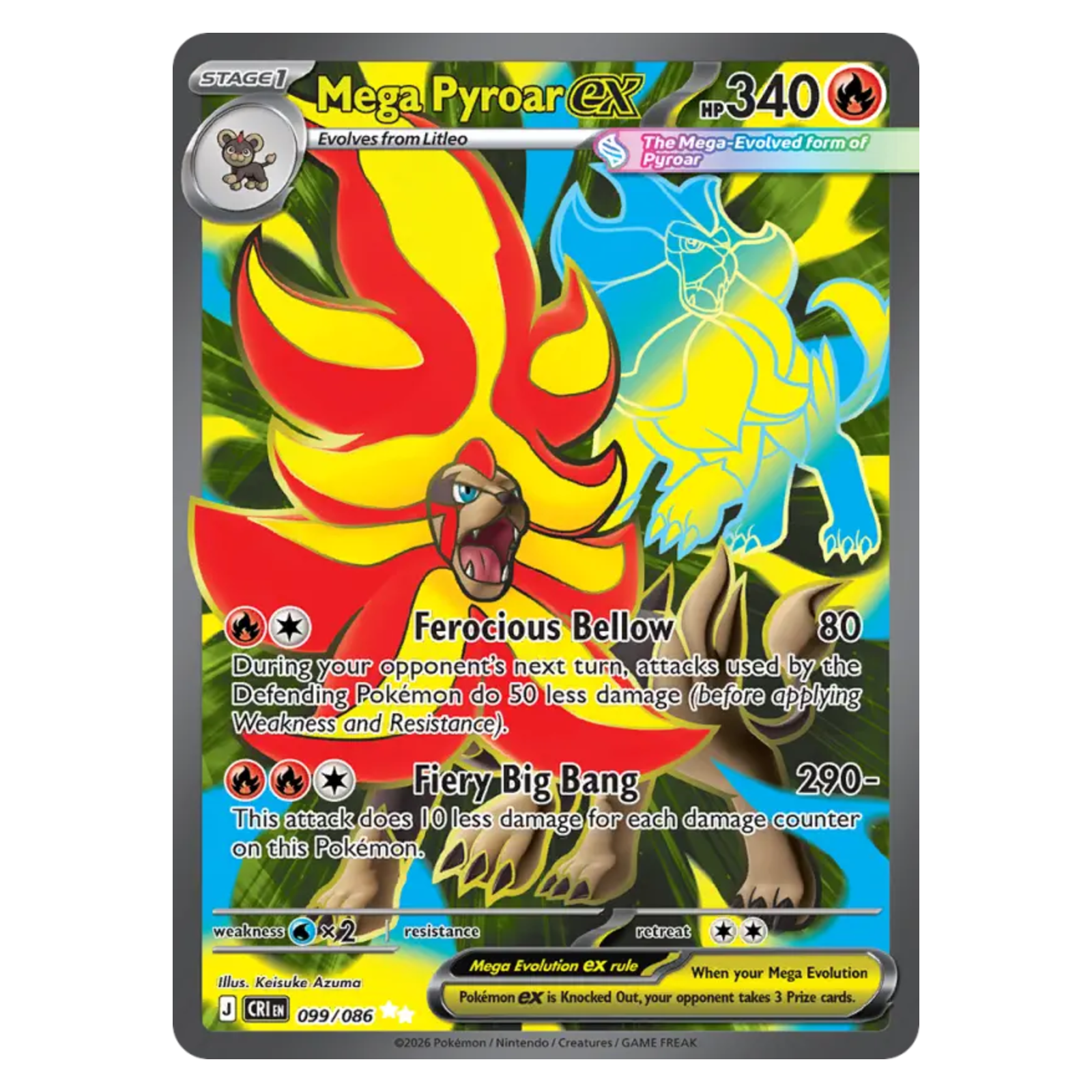 Mega Pyroar ex 099/86 Ultra Rare — Chaos Rising