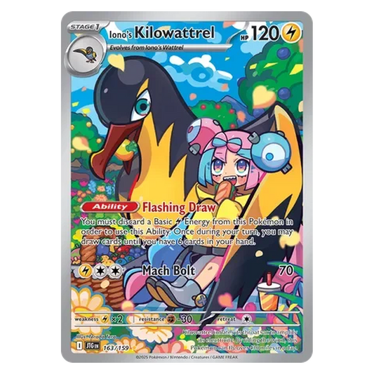 Pokemon TCG Iono's Kilowattrel 163/159 Illustration Rare - Journey Together