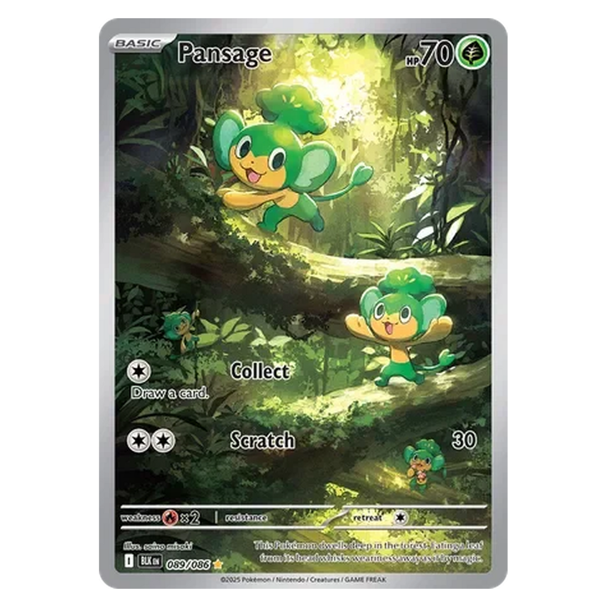 Pokemon TCG Pansage 089/086 Illustration Rare - Black Bolt