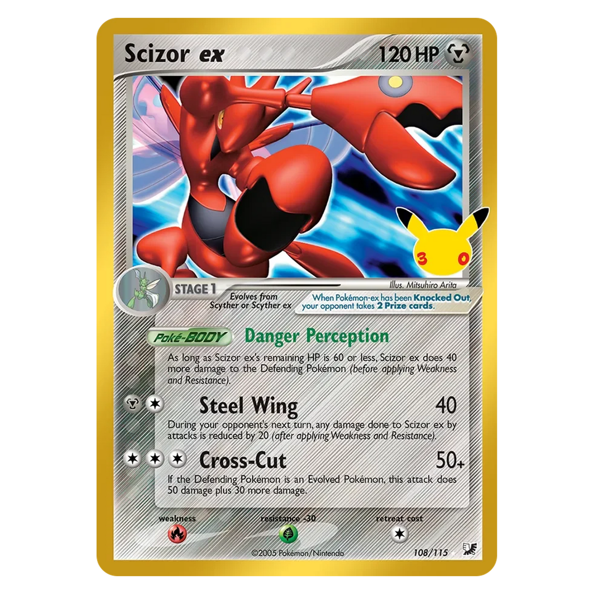 Pokemon TCG Scizor ex 108/115 Rare Holo ex - 30th Celebration (Classic Collection)
