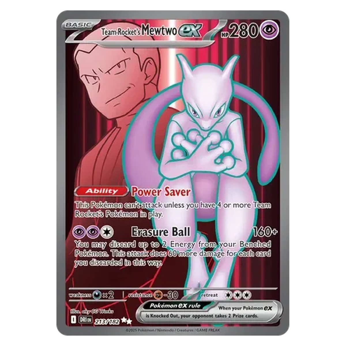 Pokemon TCG Team Rocket's Mewtwo ex 213/182 Ultra Rare - Destined Rivals