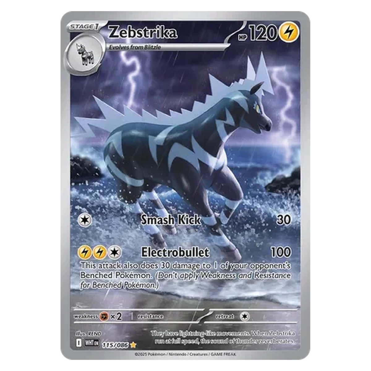 Pokemon TCG Zebstrika 115/086 Illustration Rare - White Flare
