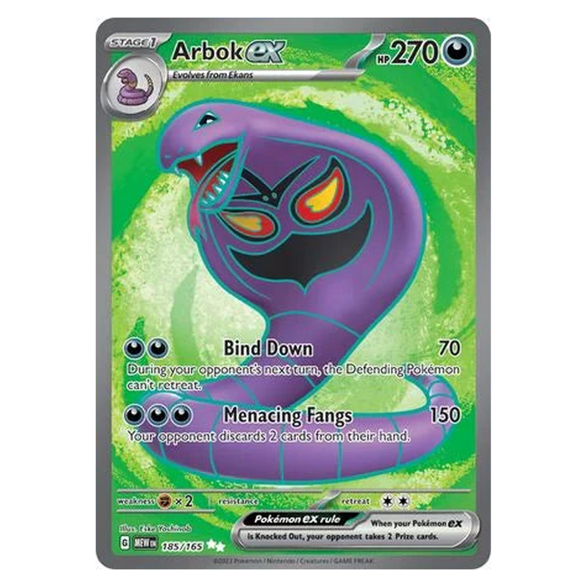 Pokemon TCG Arbok ex 185/165 Ultra Rare - Scarlet & Violet 151