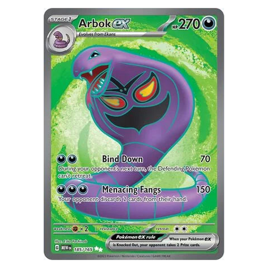 Pokemon TCG Arbok ex 185/165 Ultra Rare - Scarlet & Violet 151