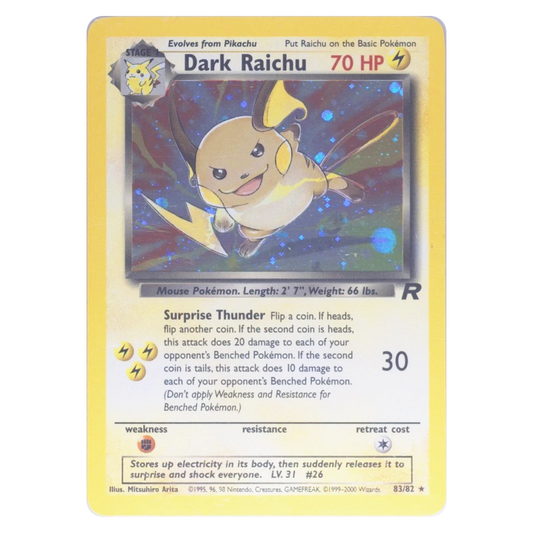 Pokemon TCG Dark Raichu 083/082 Rare Secret - Team Rocket