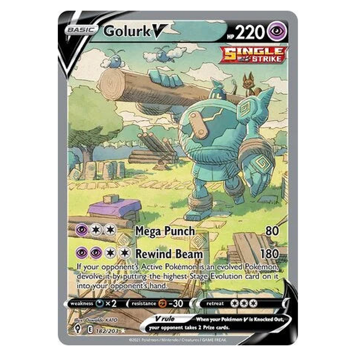 Pokemon TCG Golurk V 182/203 Rare Ultra - Evolving Skies