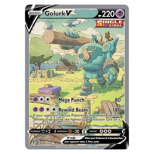 Pokemon TCG Golurk V 182/203 Rare Ultra - Evolving Skies