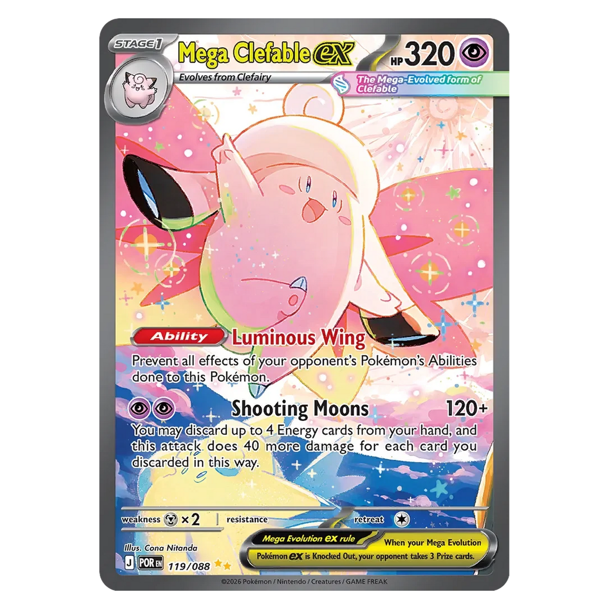 Pokemon TCG Mega Clefable ex 119/088 - - Perfect Order