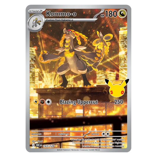 Pokemon TCG Kommo-o 143/128 Illustration Rare - 30th Celebration