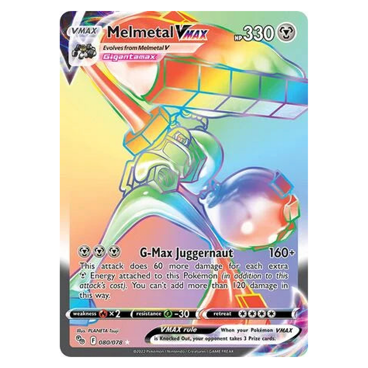 Pokemon TCG Melmetal VMAX 080/078 Rare Rainbow - Pokémon GO