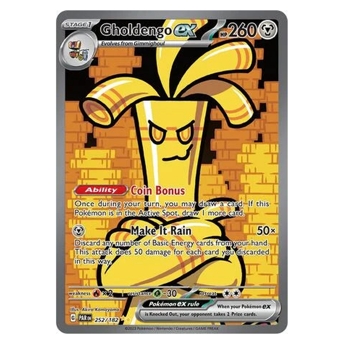 Pokemon TCG Gholdengo ex 252/182 Special Illustration Rare - Paradox Rift
