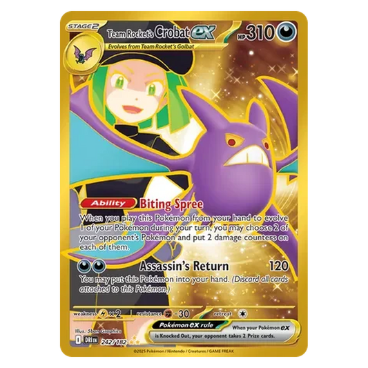 Pokemon TCG Team Rocket's Crobat ex 242/182 Hyper Rare - Destined Rivals