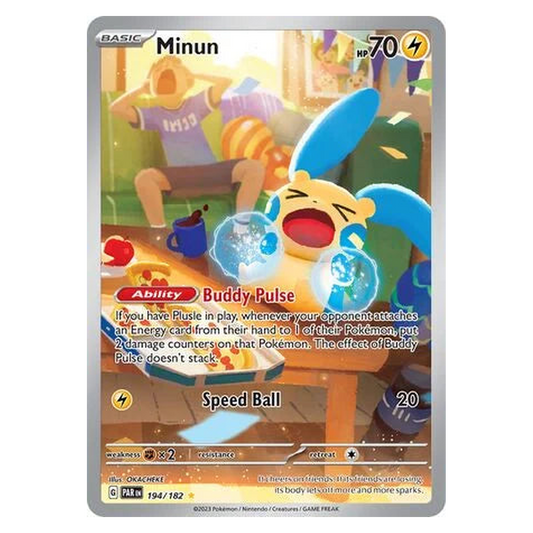 Pokemon TCG Minun 194/182 Illustration Rare - Paradox Rift