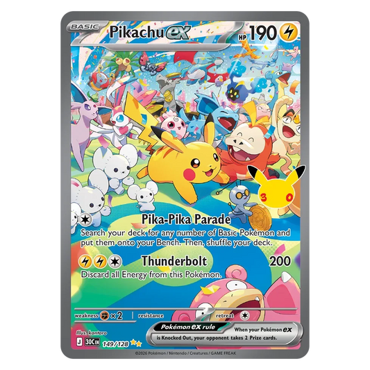 Pokemon TCG Pikachu ex 149/128 Special Illustration Rare - 30th Celebration