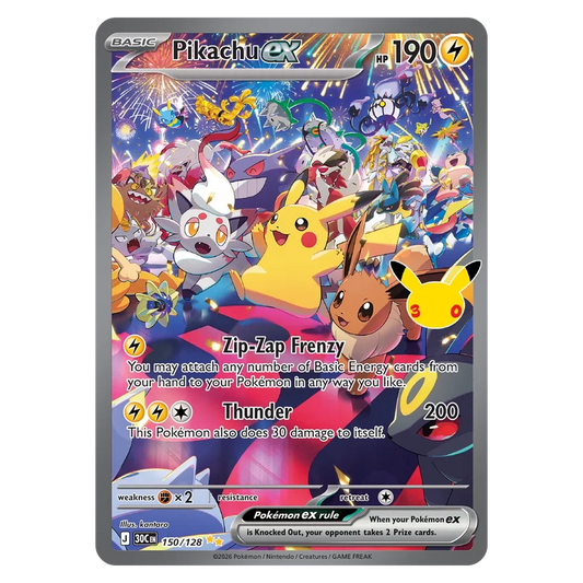 Pokemon TCG Pikachu ex 150/128 Special Illustration Rare - 30th Celebration