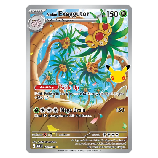 Pokemon TCG Alolan Exeggutor 129/128 Illustration Rare - 30th Celebration