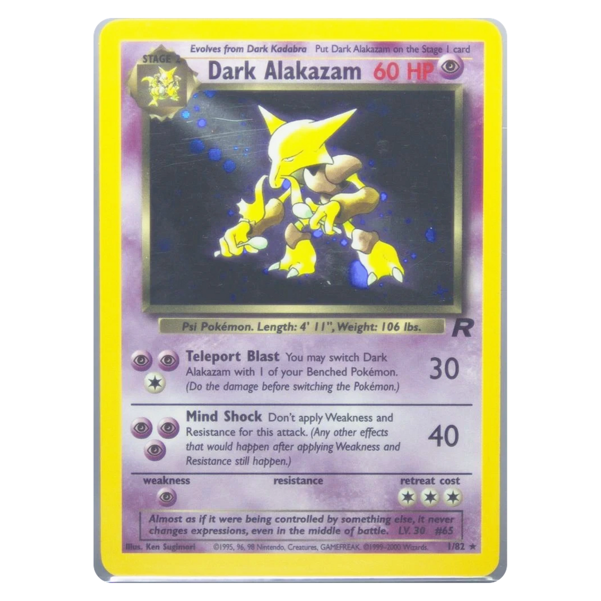 Pokemon TCG Dark Alakazam 001/082 Rare Holo - Team Rocket