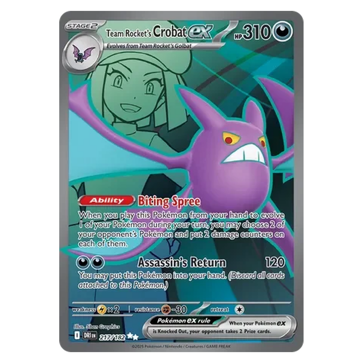 Pokemon TCG Team Rocket's Crobat ex 217/182 Ultra Rare - Destined Rivals