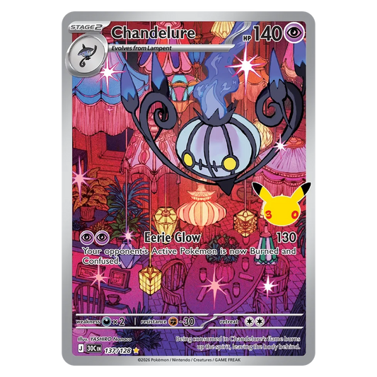 Pokemon TCG Chandelure 137/128 Illustration Rare - 30th Celebration