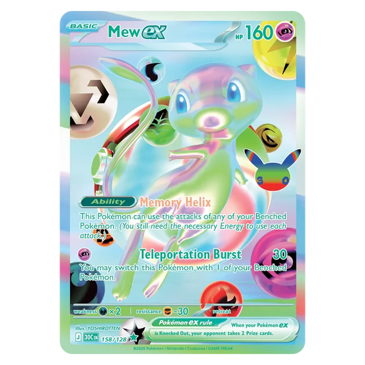 Pokemon TCG Mew ex 158/128 Futuristic Rare - 30th Celebration