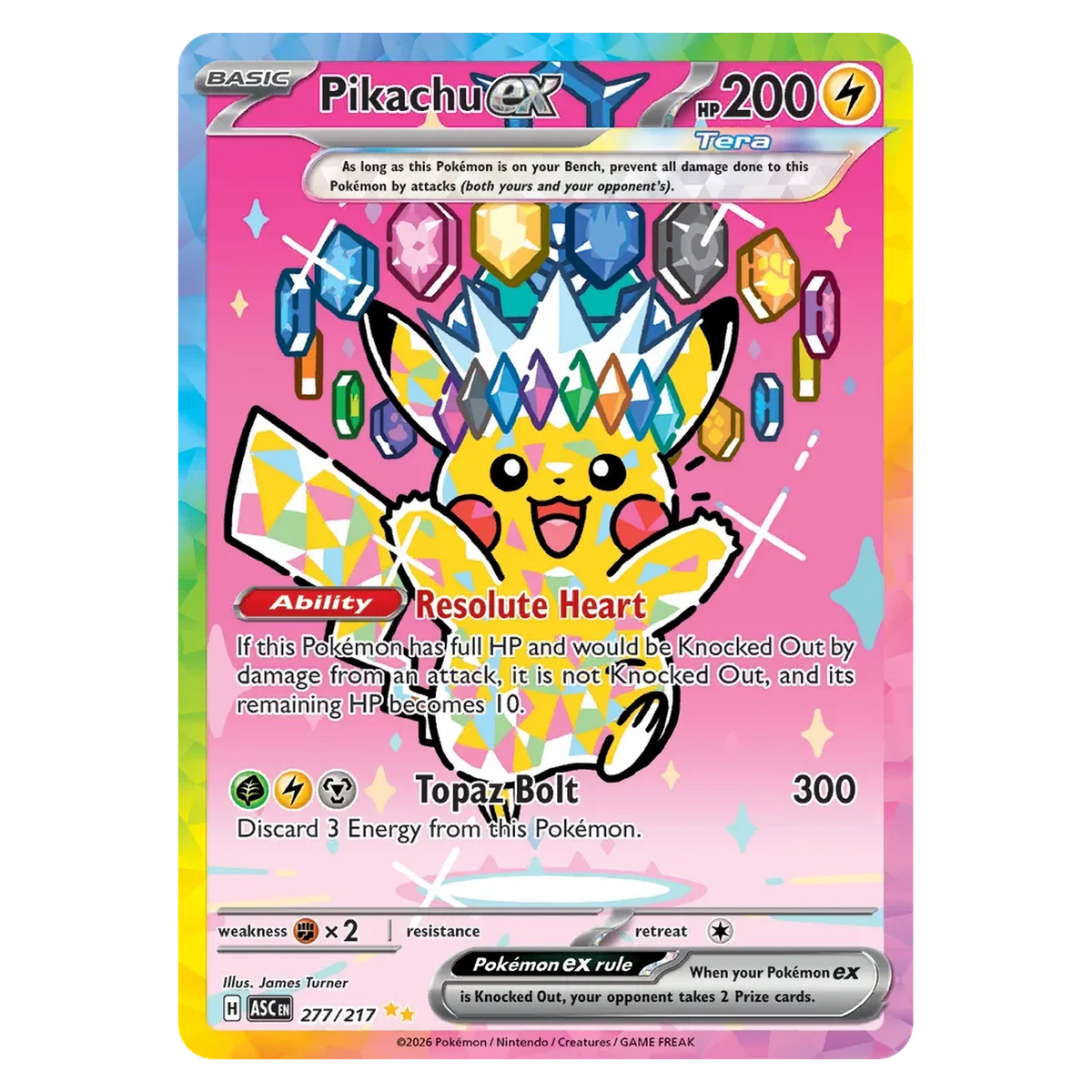 Pokemon TCG Pikachu ex 277/217 Special Illustration Rare - Ascended Heroes