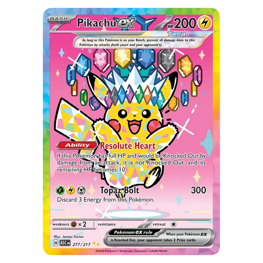 Pokemon TCG Pikachu ex 277/217 Special Illustration Rare - Ascended Heroes