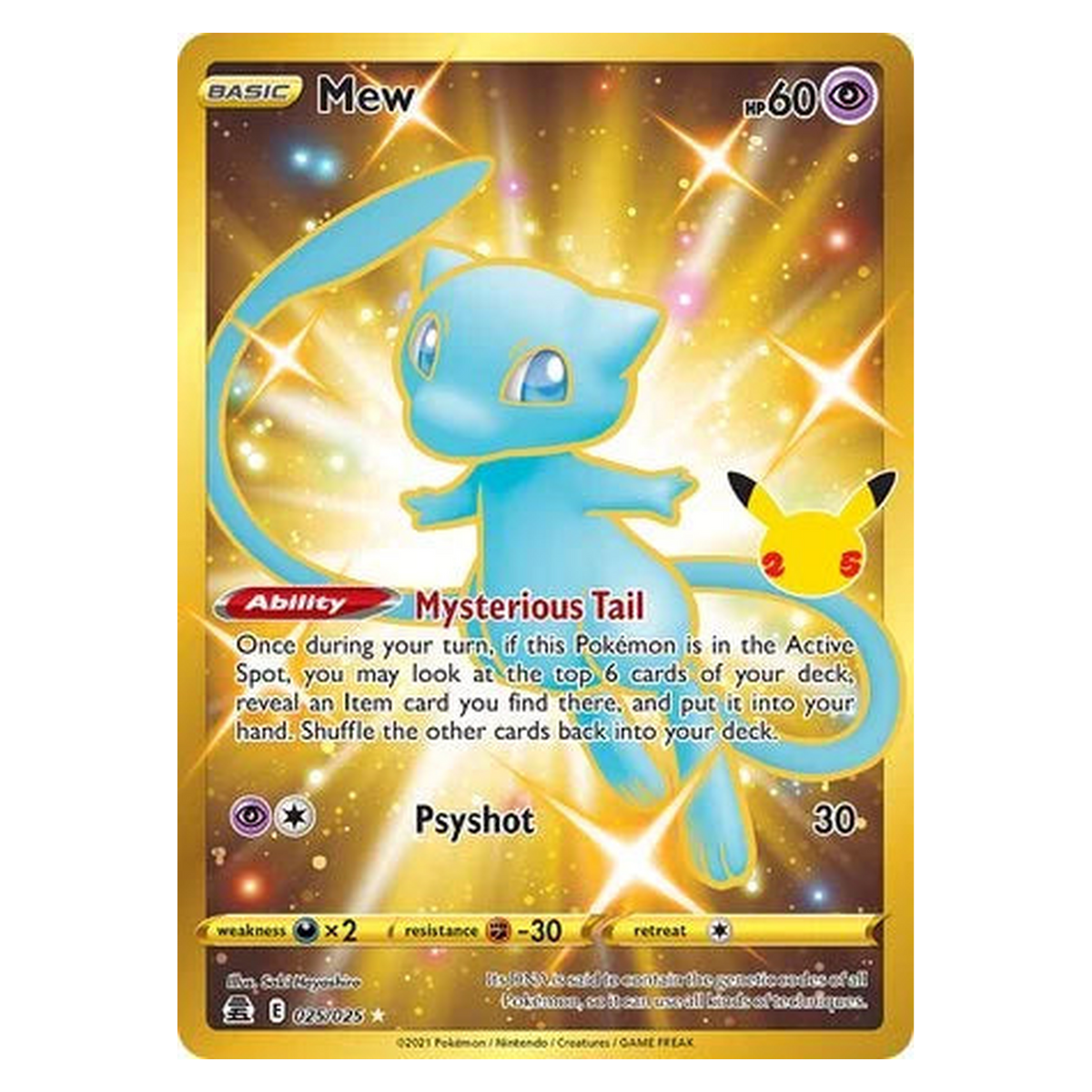 Pokemon TCG Mew 025/025 Rare Secret - Celebrations