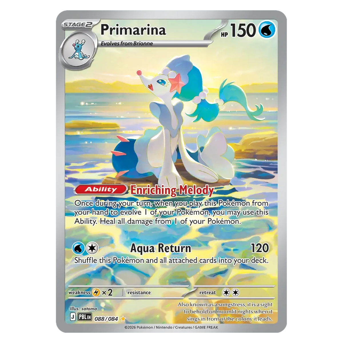 Pokemon TCG Primarina 088/084 Illustration Rare - Pitch Black
