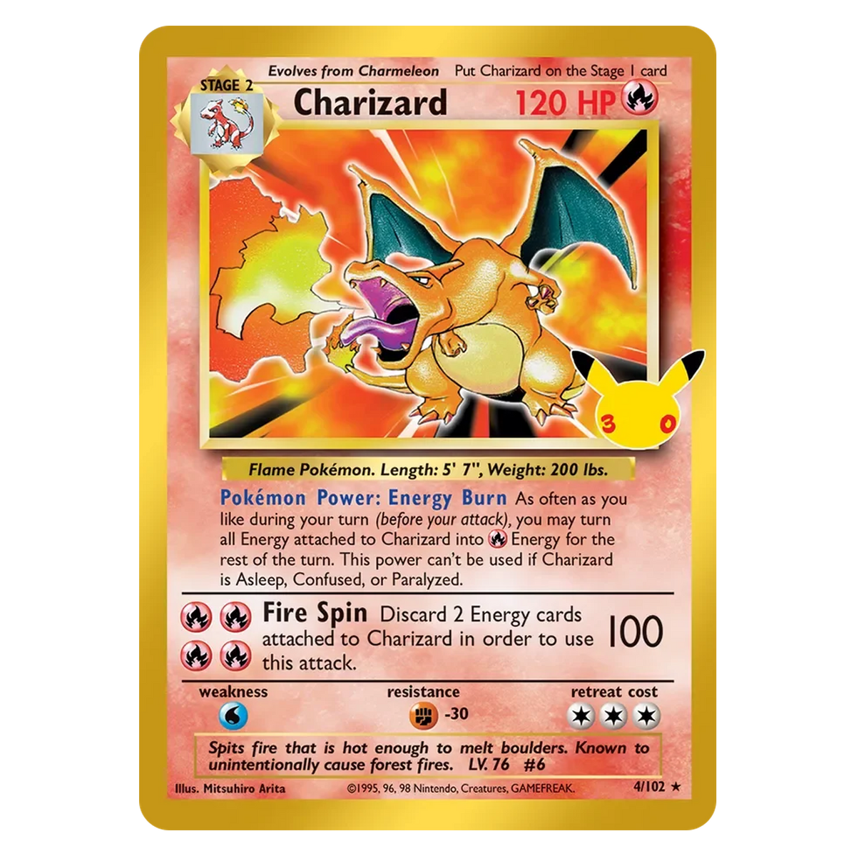 Pokemon TCG Charizard 004/102 Rare Holo - 30th Celebration (Classic Collection)