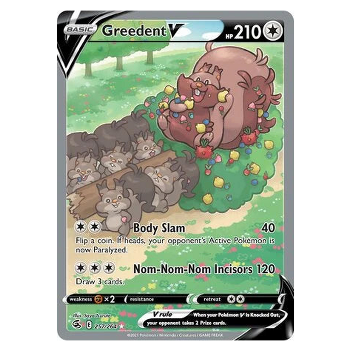 Pokemon TCG Greedent V 257/264 Rare Ultra - Fusion Strike