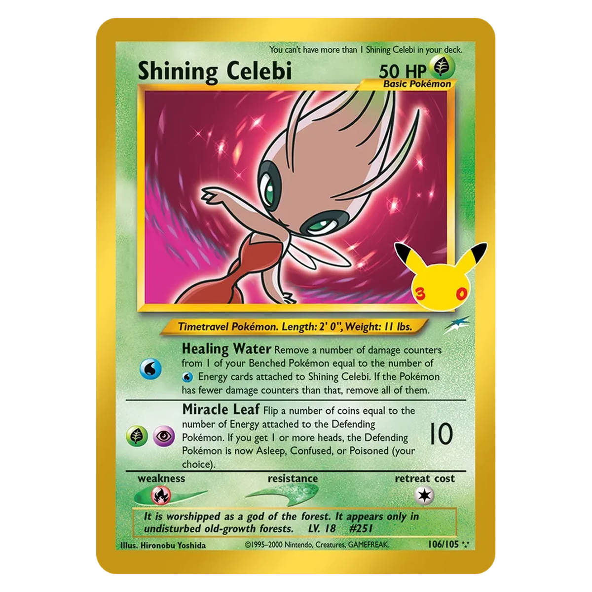 Pokemon TCG Shining Celebi 106/105 Rare Secret - 30th Celebration (Classic Collection)