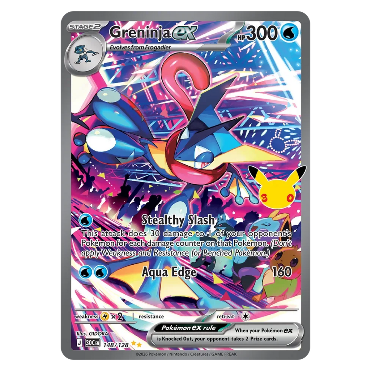 Pokemon TCG Greninja ex 148/128 Special Illustration Rare - 30th Celebration