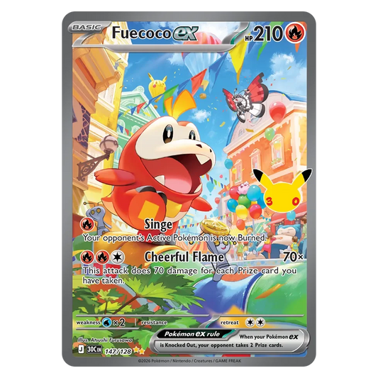 Pokemon TCG Fuecoco ex 147/128 Special Illustration Rare - 30th Celebration