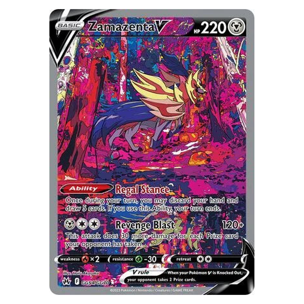 Pokemon TCG Zamazenta V GG054/GG070 Holo Rare V - Crown Zenith