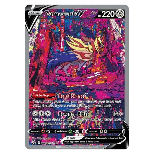 Pokemon TCG Zamazenta V GG054/GG070 Holo Rare V - Crown Zenith